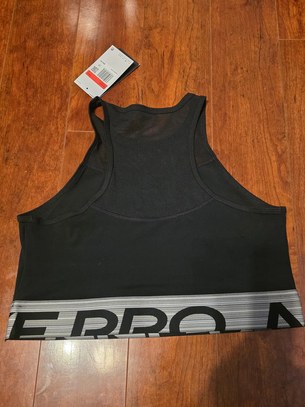 Nike Black Mesh-Panel Crop Sports Bra with White Swoosh